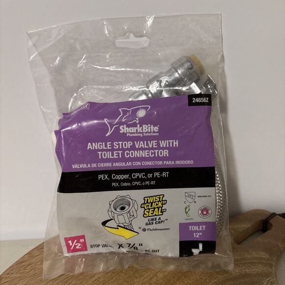 1 SharkBite Click Seal 1/2" C x 7/8" BC x 12" L Toilet Connector 24656Z New - Picture 1 of 5